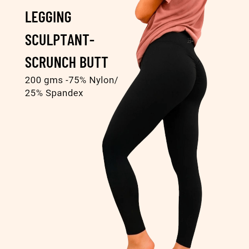 28" Legging Noir Sculptant (Scrunch Butt) avec Poche Latérale et intérieur - Élomy